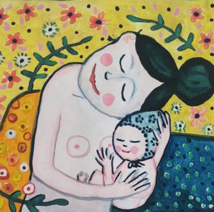 Kaartje met envelop 'Motherhood' Gustav Klimt | Bedankkaart Verloskundige | Geboorte baby of Moederdag