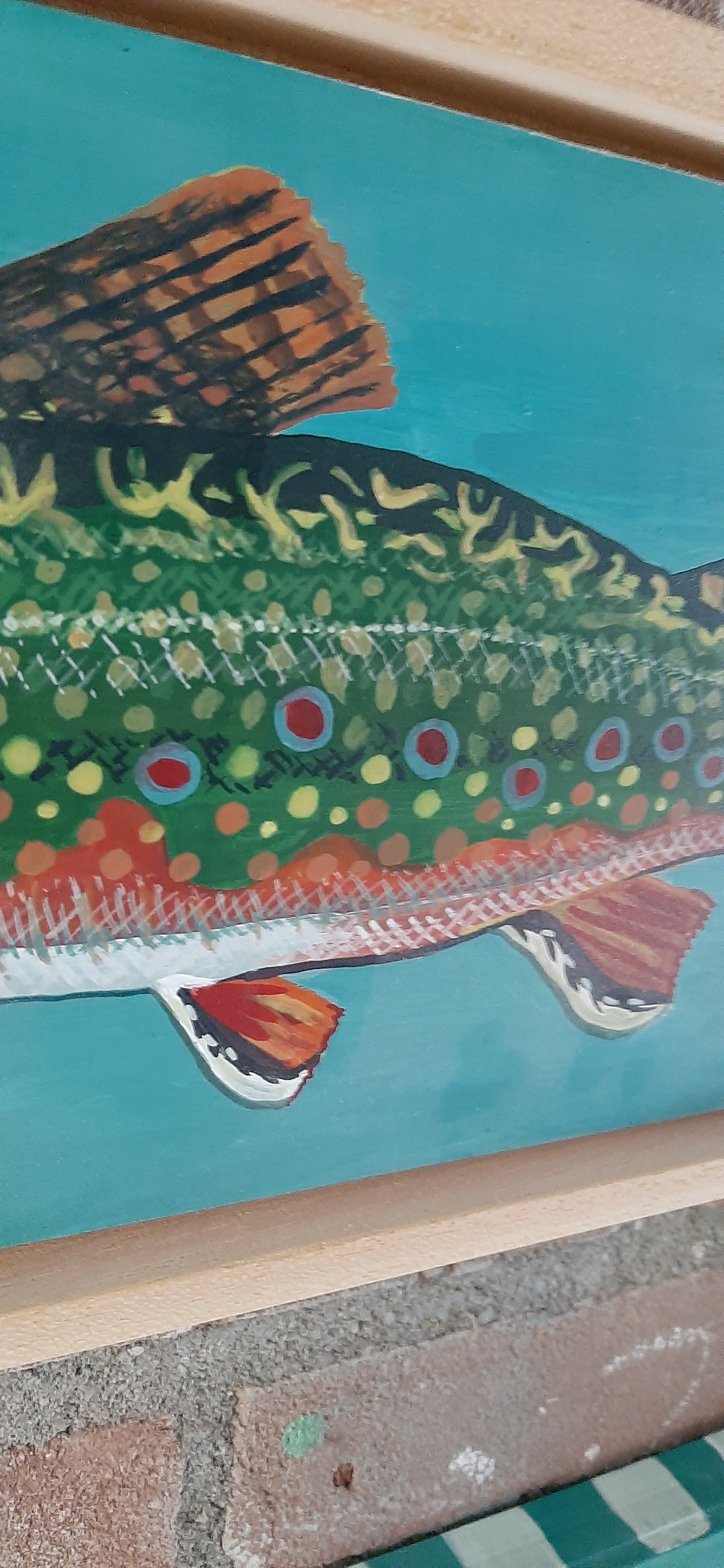 Handgeschilderd Vissen Schilderij van Bron Forel | Kleurrijke Schilderij vis Keuken