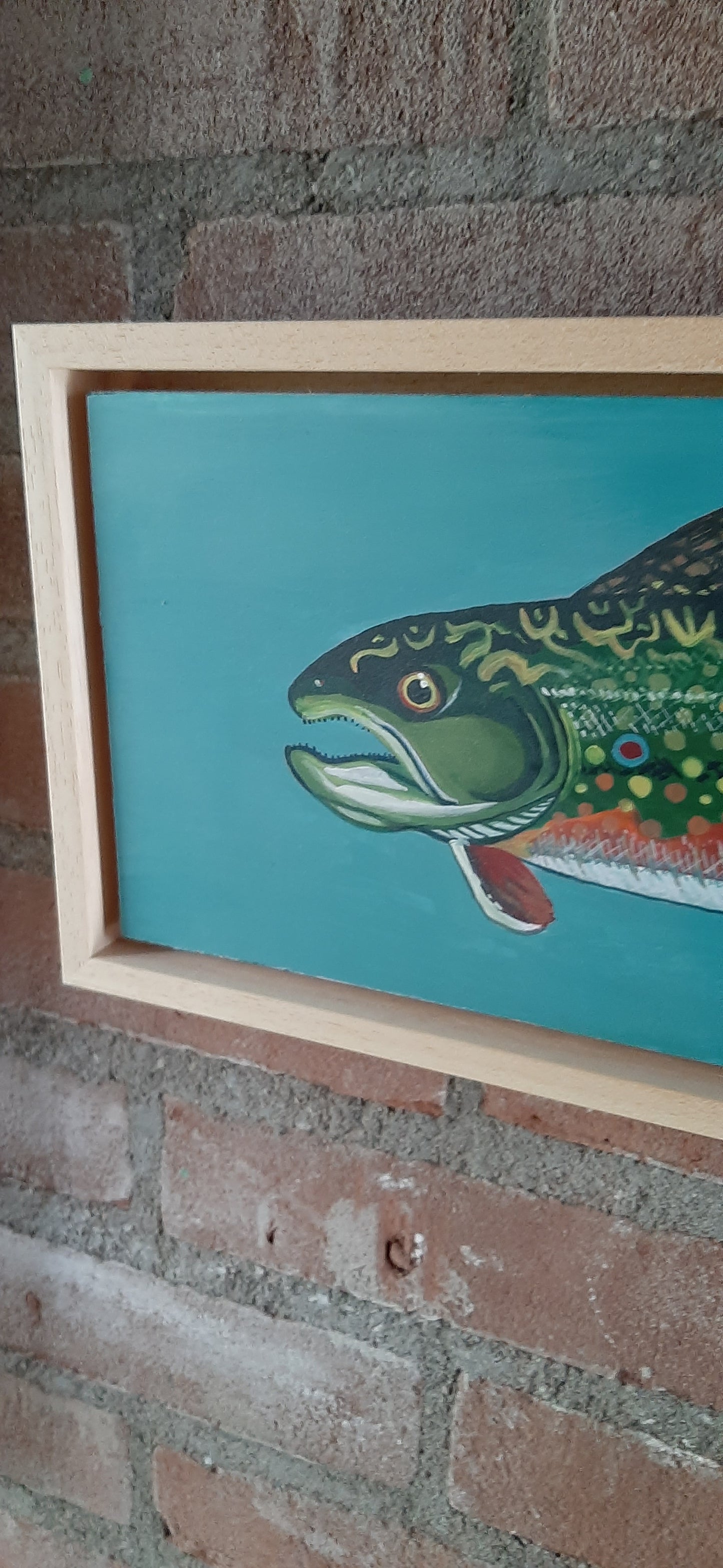 Handgeschilderd Vissen Schilderij van Bron Forel | Kleurrijke Schilderij vis Keuken